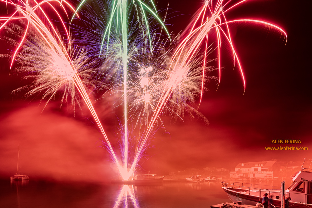 Fireworks during "Pojonsko Srce" football contest in place Poljana.