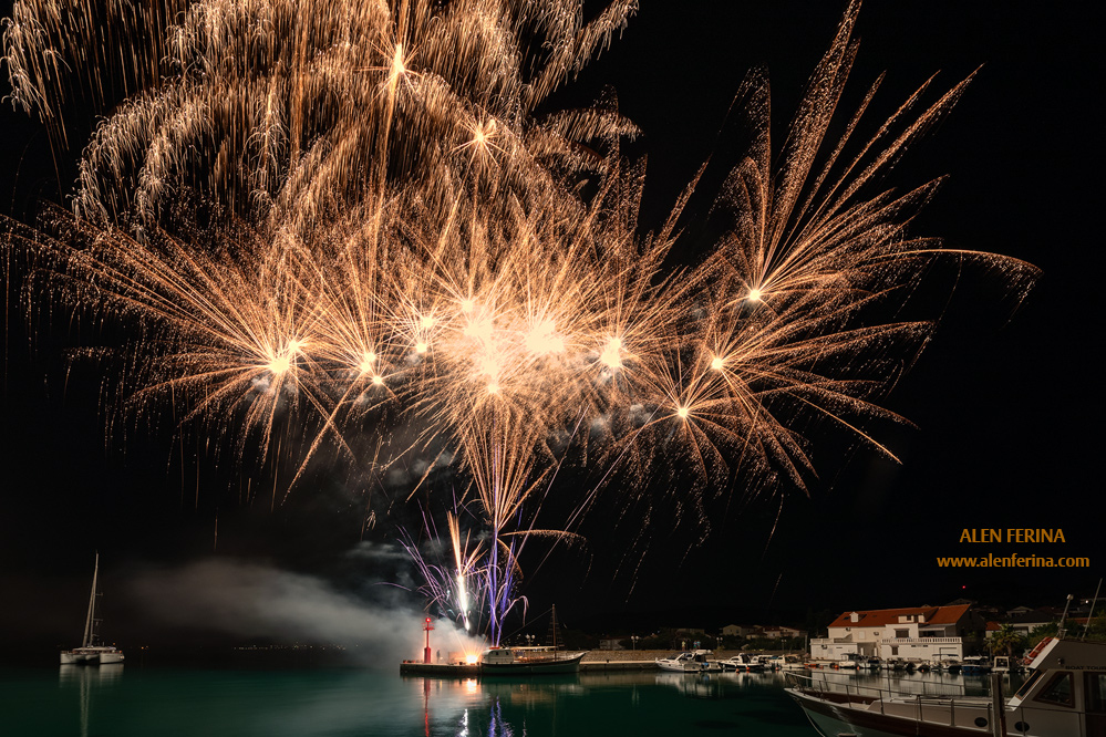 Fireworks during "Pojonsko Srce" football contest in place Poljana.