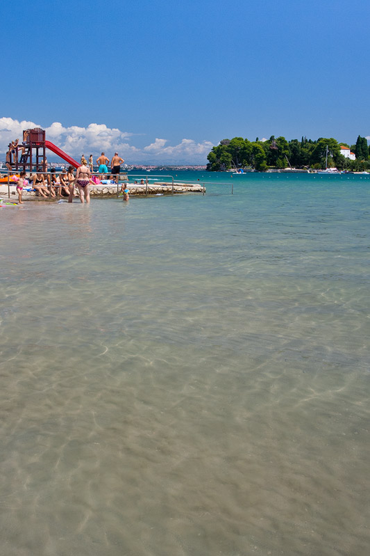 Beach in Preko in summer, island Ugljan, Croatia