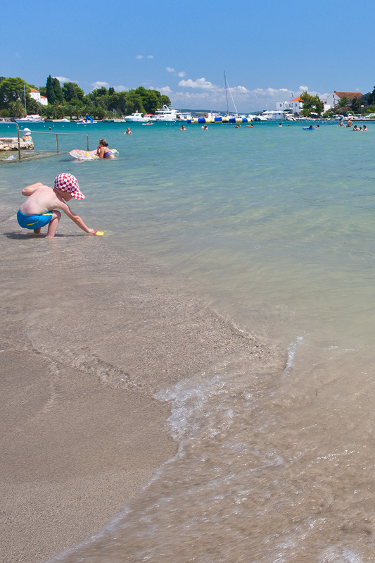 Famous beach Jaz in town Preko on island Ugljan, Dalmatia, Croat