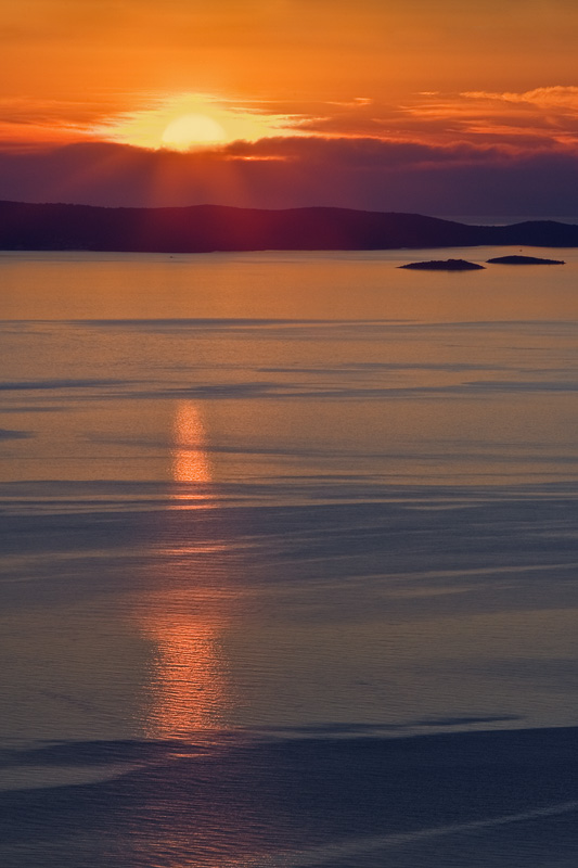 Sunset above Dugi Otok island seen from island Ugljan, Dalmatia,