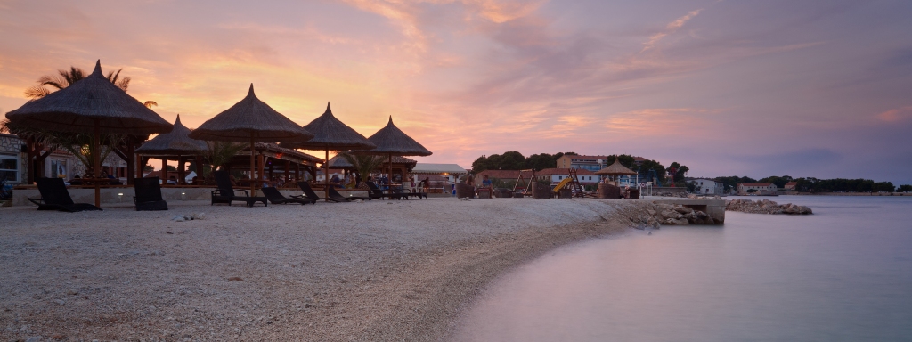 Night bar Ritam in sunset, island Ugljan, Dalmatia, Croatia