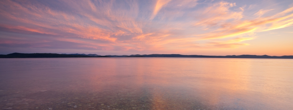 Sunset over Fortostina, Ugljan, island Ugljan, Dalmatia, Croatia