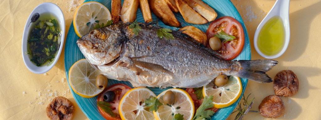 Orada fish, sea bram on a plate