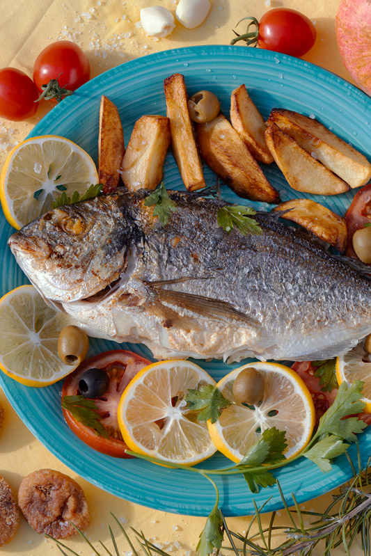 Orada fish, sea bram on a plate