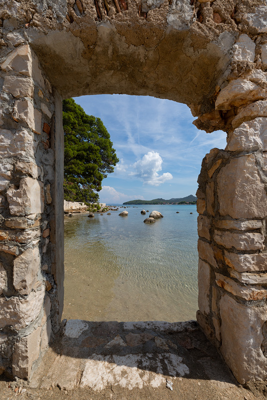 Passage on Mostir beach in summer, Ugljan, island Ugljan, Dalmat